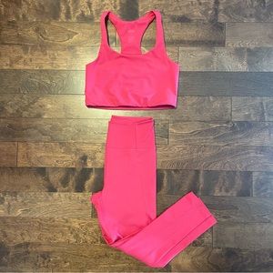 Girlfriend Collective Compressive High Rise Leggings + Paloma Bra - Hot Pink